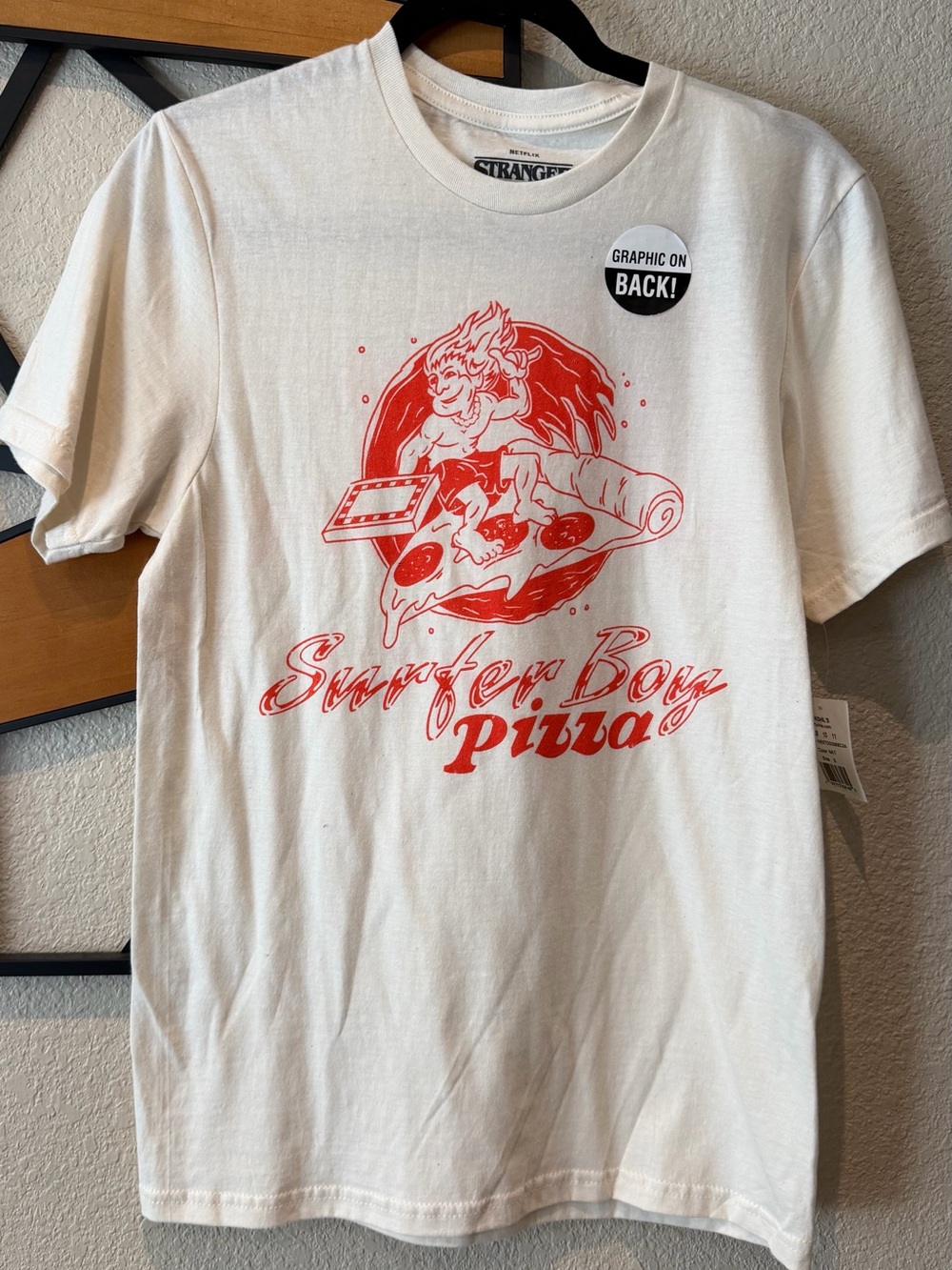 Kohl's White Surfer Boy Pizza Graphic Tee - Red Print